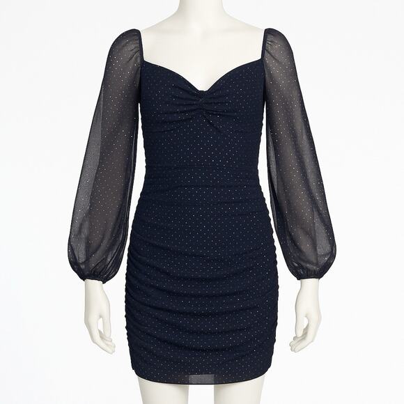 B Hardin fitted ruched silhouette Mini Cocktail Dress W/ Irredentist Polka Dots - Picture 1 of 9